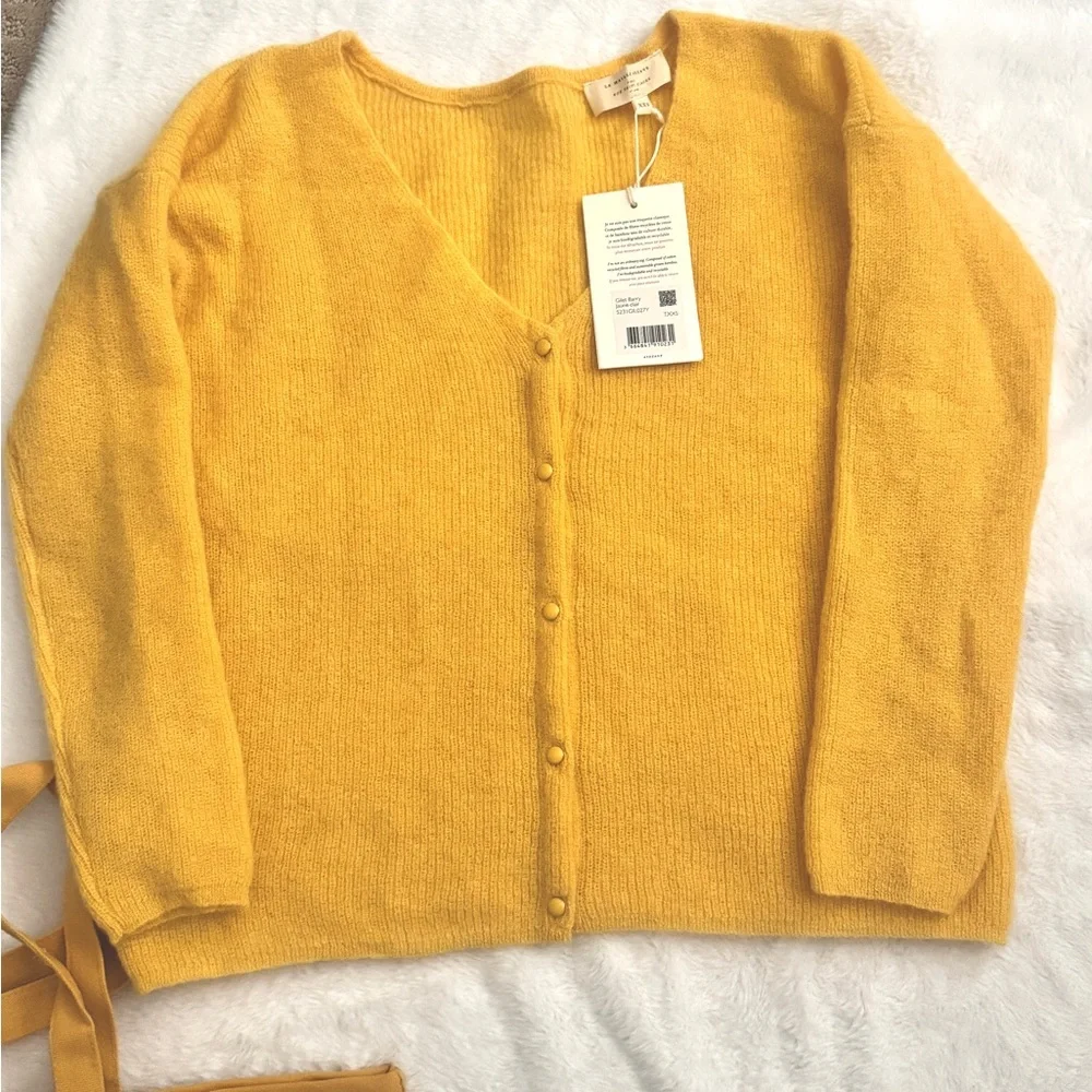 Sezane BARRY CARDIGAN yellow xxs/ NWT - Picture 7 of 10